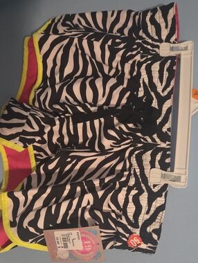 Zebra Print Women's Shorts with Pink & Yellow Trim